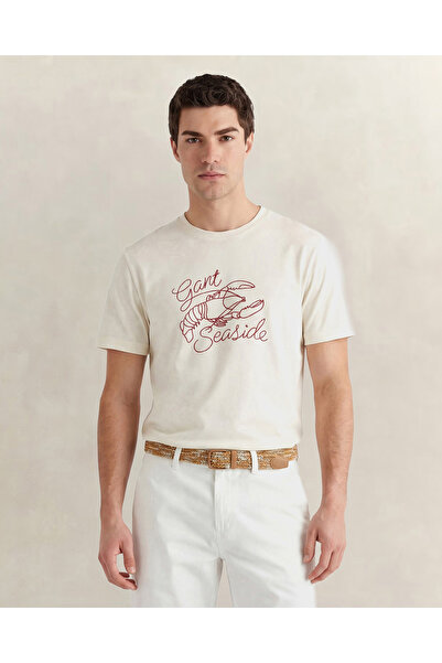 Gant Erkek Krem Bisiklet Yaka Regular Fit T-Shirt