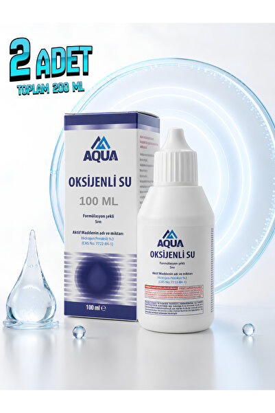 Aqua Med 2 Adet Oksijenli Su 100 ML Hidrojen Peroksit Yara Kesik İlk Yardım A...
