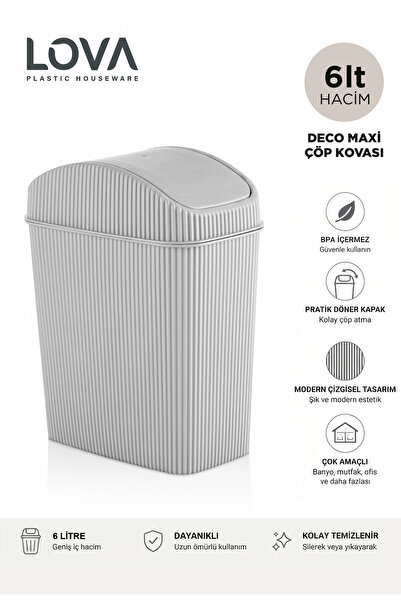 Lova Deco Maxi Mutfak Banyo Tezgah Üstü Çöp Kovası 6'lt