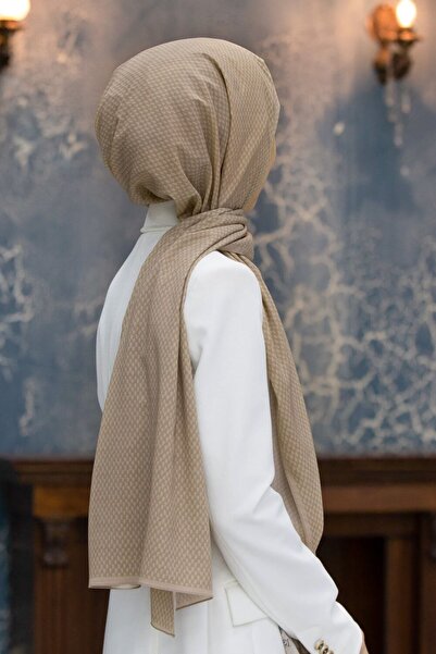Vissona شال منسوج من القش بنمط كريب بلون بيج مقاس 75×195 مقاوم للبقع