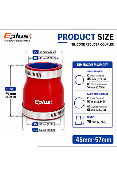 Choice19 45MM-57MM EPLUS Universal Silicone Tubing Hose Straight Big To Small...