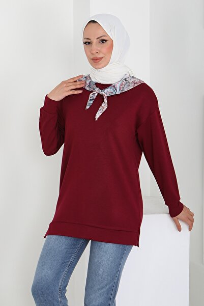 TOFİSA Tunica Modal cu eșarfă Roșu Claret - 27873-BORDO
