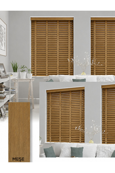 Y&S YS PERDE TASARIM Wooden Blinds %100 Doğal Ahşap Jaluzi Perde 50mm,Alüminy...
