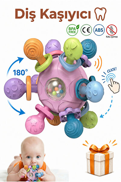 BBSKY Montessori Eğitici Bebek Diş Kaşıyıcı Top - BPA İçermez Diş Kaşıma Çıng...