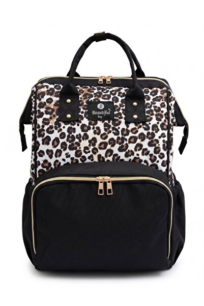 beautiful bag Anne Bebek Bakım Sırt Çantası Leopar Desenli