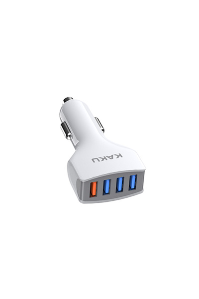 KAKU Car Charger QC3.0 Fast Charging, 4 USB Ports, Ultra Fast, White - KSC-484
