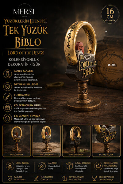 Mersi SHOP Yüzüklerin Efendisi Tek Yüzük Biblo 16 Cm – Lord Of The Rings Kole...