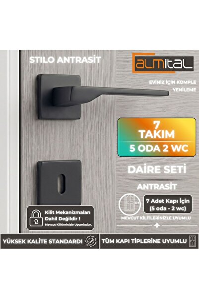 almital mobilya aksesuarları furniture accessories Stilo Antrasit 5 Adet Oda ...
