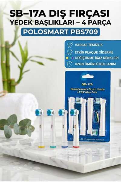 LOVYCO Polosmart PBS709 Şarjlı Ve Pilli Diş Fırçası Uyumlu 4 Adet Yedek Başlık