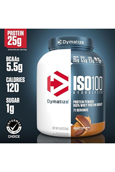 Dymatize ISO 100 Hydrolyzed whey protein isolate, Gourmet Chocolate, 5 LB, Supports fast muscle growth and recovery