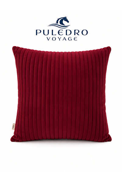 Puledro غطاء وسادة مخملي سميك من Voyage قماش مجدّل مقاس 45x45 سم باللون الأحم...