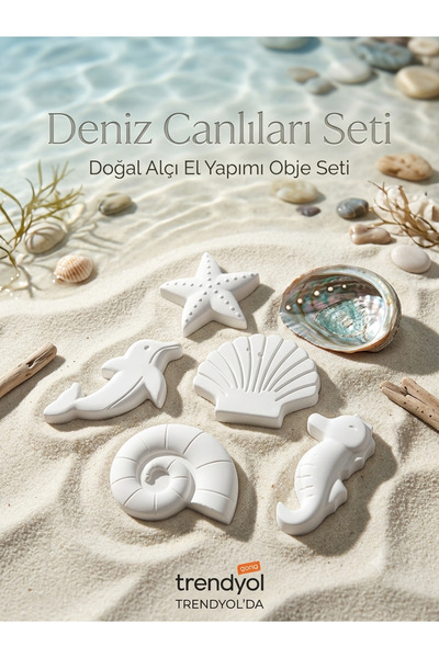Aurocode Deniz Canlıları Alçı Boyama Kiti - 5'li El Yapımı Taş Obje Aktivite ...