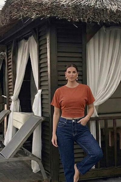 COMBİNE MİCHAİL Tricou Crop Premium Dar Pudra pentru femei