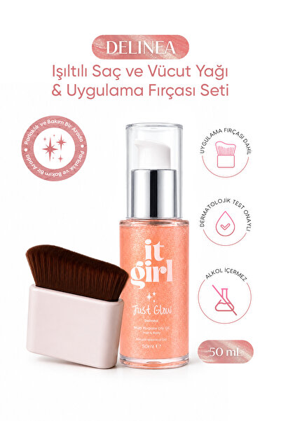 It Girl Delinea Işıltılı ve Nemlendirici Vücut & Saç Yağı + Uygulama Fırçası