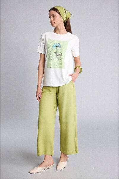 DeFacto Straight Leg Linen Blend Capri E6109Ax26Sm