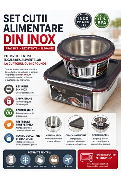 Rothoplast Set caserole inox bune pentru Microunde, 2 si 1 litr Prospețime și...