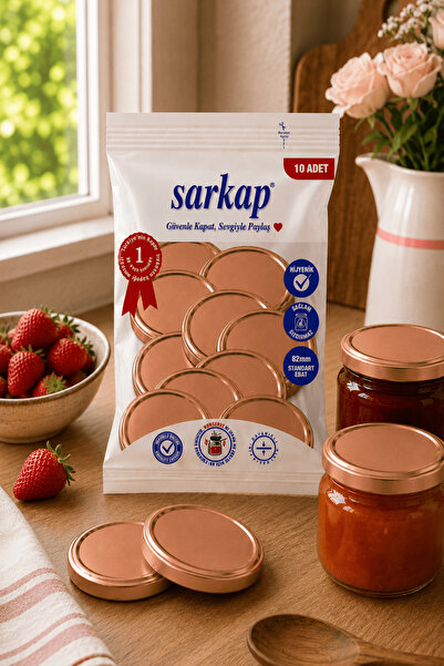 Sarkap Hijyenik Paketli 10 Adet Kavanoz Kapağı - Bronz - 82mm