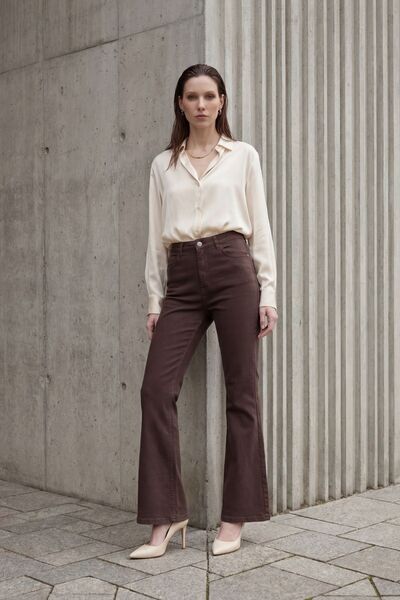 Hiccup My Fashion High Waist Flared D Denim Pants