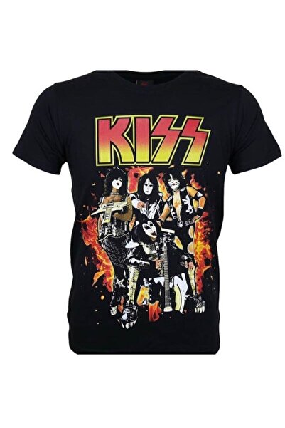 StüdyoÜmitTişört Μπλουζάκι Kiss Group Metal Band - Τυπωμένο χτενισμένο βαμβακ...