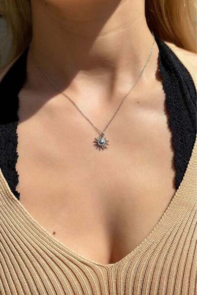 Spossy Silver Jewelry 925 Ayar Gümüş, Silver, Minimal Güneş Kolye