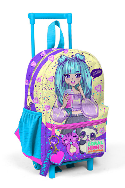 Coral High Minik Yuva Çekçekli Sırt Çantası Mor Pembe Anime Kız Desenli Iki B...
