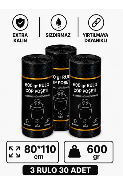 EFTAPLAST ÇÖP TORBASI 600 GR EXTRA KALIN (5 RULO-50 ADET)