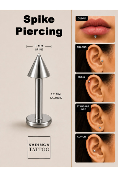 Karınca Piercing Spike Labret Piercing Dudak Snake Bites Tragus Vertical Heli...