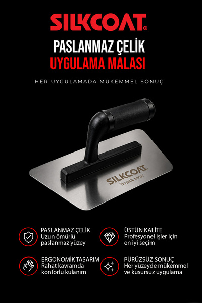 Silkcoat Profesyonel Paslanmaz Çelik Uygulama Malası 24x12 CM – Ergonomik Sap...