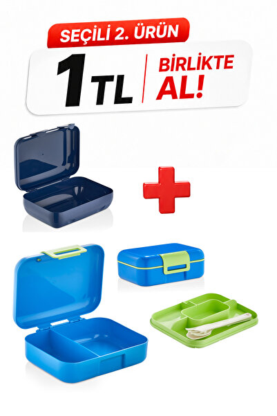 M&L LUNCH BOX صندوق غداء مكون من طبقتين و5 أقسام - مع ملعقة وشوكة وسكين - حاو...
