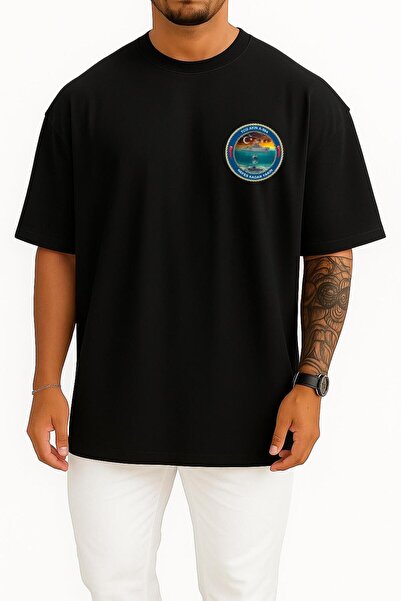 Bahriyeli Collection Oversize Tcg Akın A-584 Unisex T-Shirt with Pocket and B...