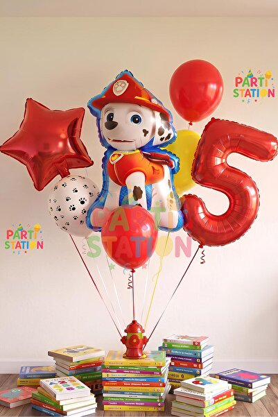 Parti Station Paw Petrol Pav Petrol Itfaiye Köpek Marshall 5 Yaş Balon Konsep...