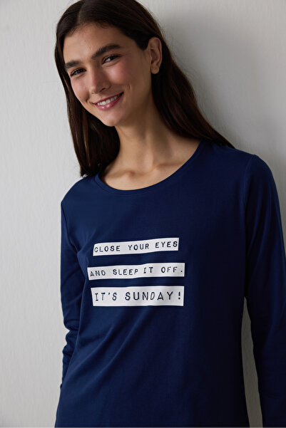 Penti Lacivert It's Sunday Pantolon Pijama Takımı