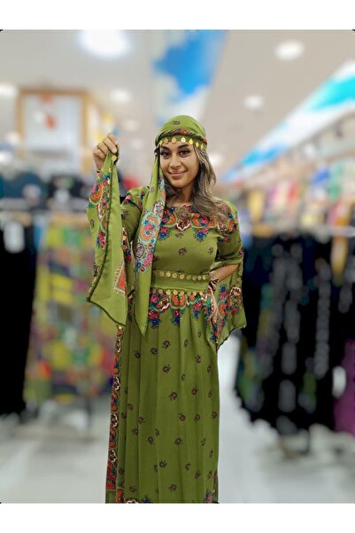 MODA Yöresel Elbise Şal Ve Kuşağı Içinde (50 BEDENE KADAR UYUMLU)