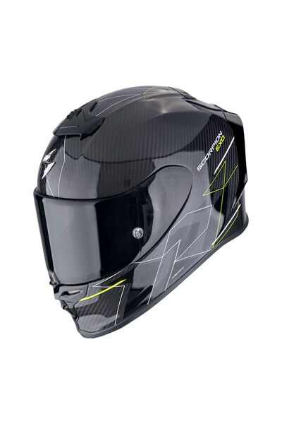 Scorpion EXO R1 Evo Air Carbon Cynergy Spor Motosiklet Kask Siyah Sarı