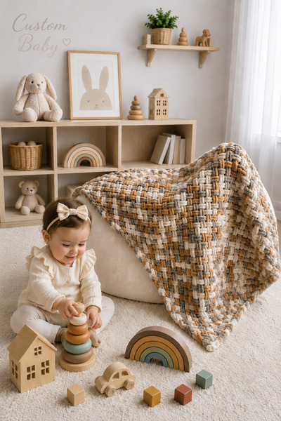 Custom Baby El Örgüsü Bebek Battaniyesi Hasır model - Alize Puffy İpten Yumuş...