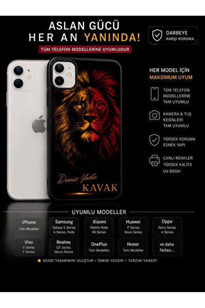 Genel Markalar Kişiye Özel Galatasaray Aslan Desenli Telefon Kılıfı | İsim Ya...