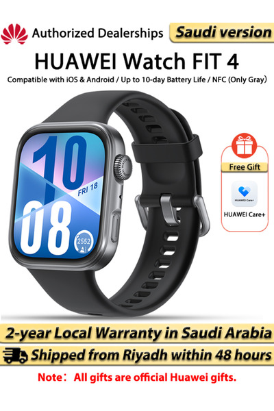 Huawei ساعة ذكية WATCH FIT 4، شاشة 1.82 بوصة، متتبع للياقة والصحة، مساعد للصح...