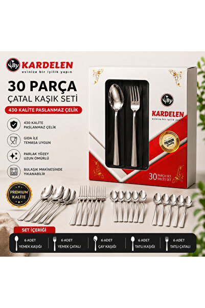 BYKARDELEN | Bykardelen 30 Piece Fork Spoon Set |   430 Quality | Stainless S...