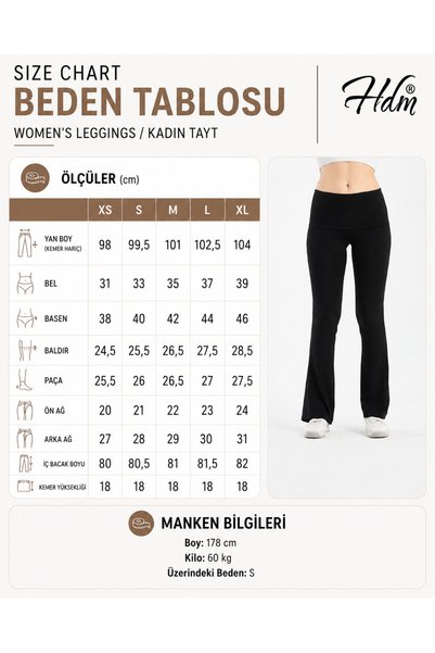 HDM Women's Black Spanish Leggings with Folded Waist - H5989