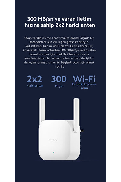 Xiaomi Wifi Pro Sinyal Yaklaştırıcı Güçlendirici N300 (Xiaomi Türkiye Garantili)