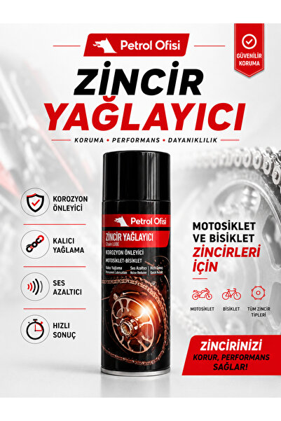 Petrol Ofisi Zincir Yağlayıcı 400 ml Motosiklet Bisiklet O-Ring X-Ring Z-Ring...