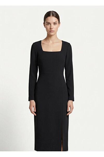 SHIN Butik SHIN Minimal Siyah Midi Elbise