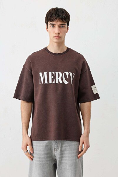 VAMOSCLO Printed Oversize T-Shirt Brown