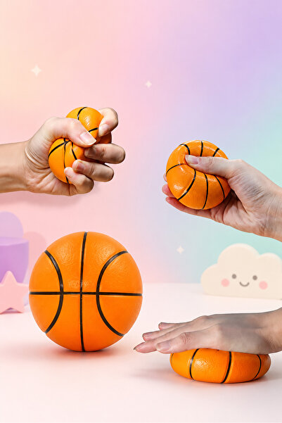 1 Piece Basketball Look Squeezed Sponge Ball Wrist Exercise Anti Stress Toy