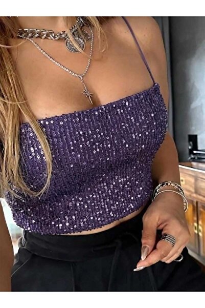 Mefa basic Kadın Payetli Crop