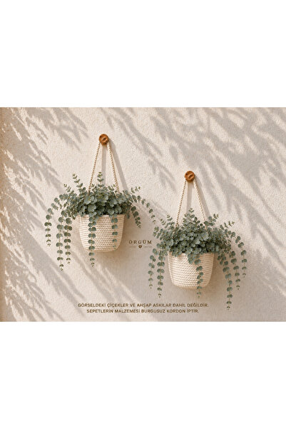 ÖRGÜM Coș decorativ, set de 2 mini organizatoare pentru ghivece cu flori 12x1...