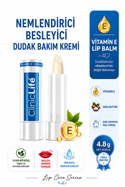 cliniclife Nemlendirici besleyici dudak bakım kremi 4,8gr vitamin E lip balm