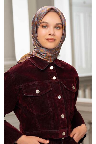 Armine %100 Twill Ipek Desenli Eşarp | 9213d-53