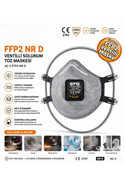 ERA 7210 AC V FFP2 NR D Ventilli Profesyonel Serisi Ce Belgeli Solunum Maskesi