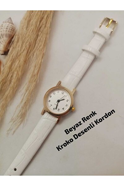 Brality Vintage Model Women's Wristwatch Gold Color Case, White Color Dial, G...